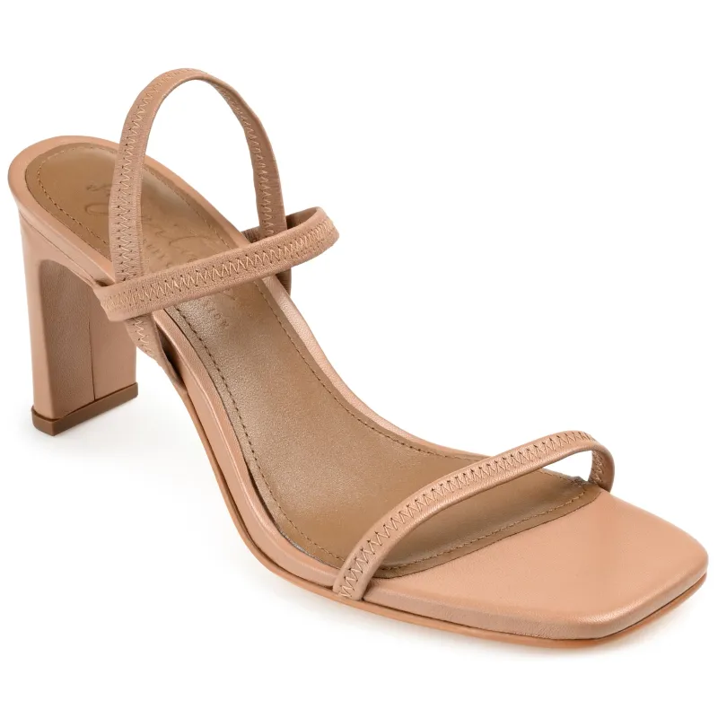 LENONN STRAPPY BLOCK HEELS IN LEATHER - Tan sold by Journee Collection