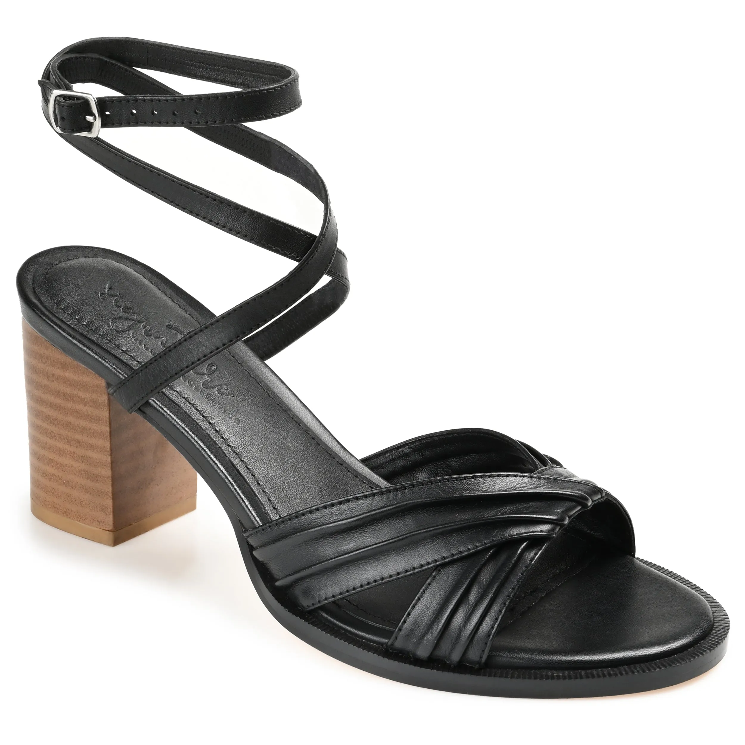 FREEDA STRAPPY HEELED SANDALS IN LEATHER - Black sold by Journee Collection
