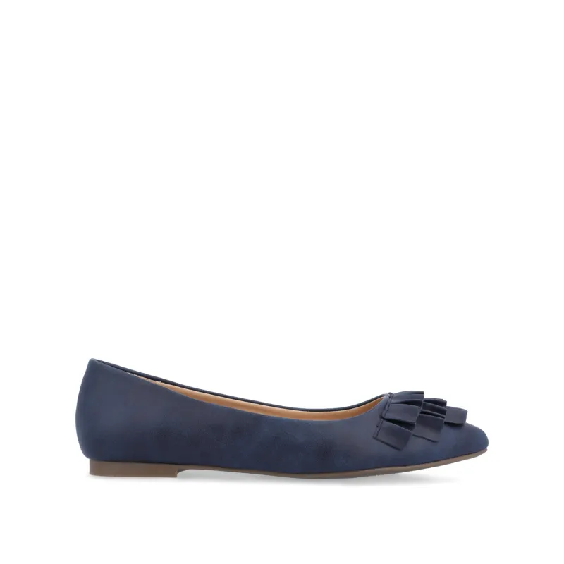 JUDY RUFFLED BALLET FLATS IN WIDE - Blue PU sold by Journee Collection