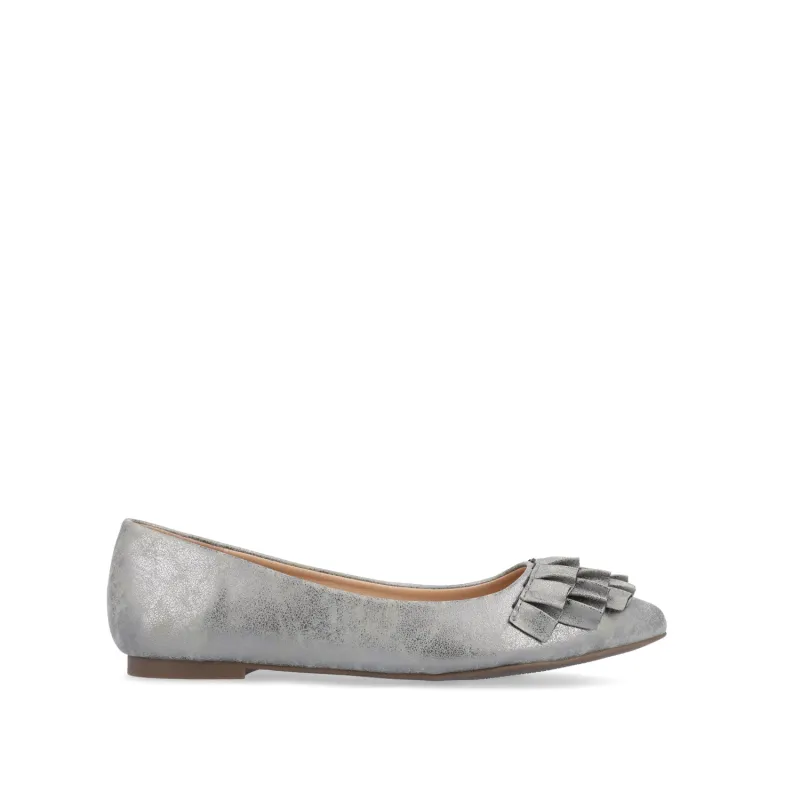 JUDY RUFFLED BALLET FLATS IN WIDE - Pewter PU 2 sold by Journee Collection