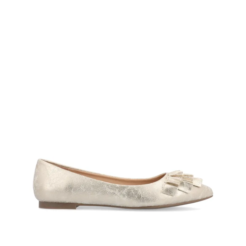 JUDY RUFFLED BALLET FLATS IN WIDE - Gold PU sold by Journee Collection