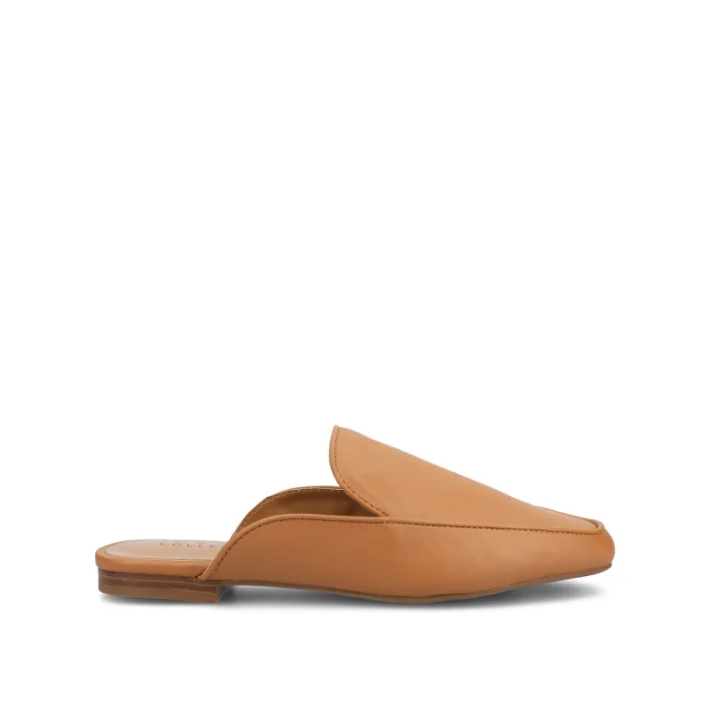 AKZA MULED LOAFER FLATS IN WIDE - Cognac PU sold by Journee Collection
