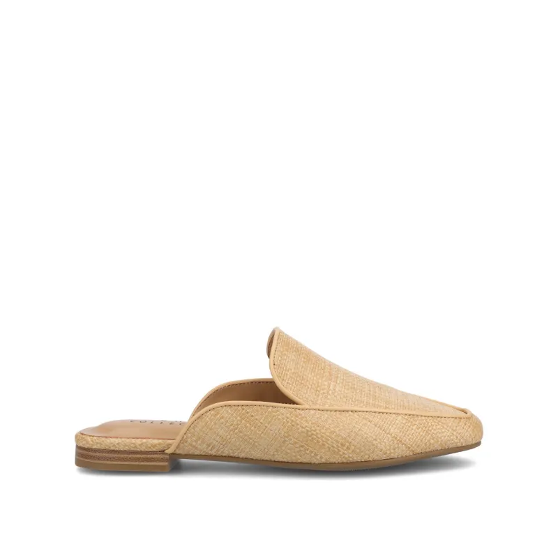 AKZA MULED LOAFER FLATS IN WIDE - Beige Weave sold by Journee Collection