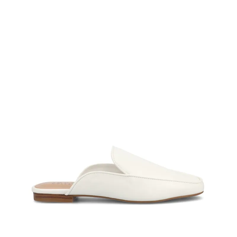 AKZA MULED LOAFER FLATS IN WIDE - White PU sold by Journee Collection