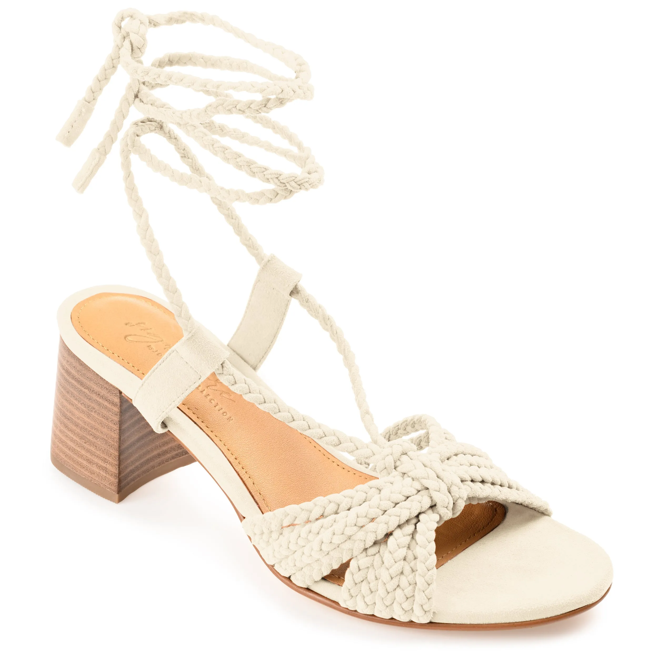 RAILEE STRAPPY HEELED SANDALS IN SUEDE - Off White sold by Journee Collection
