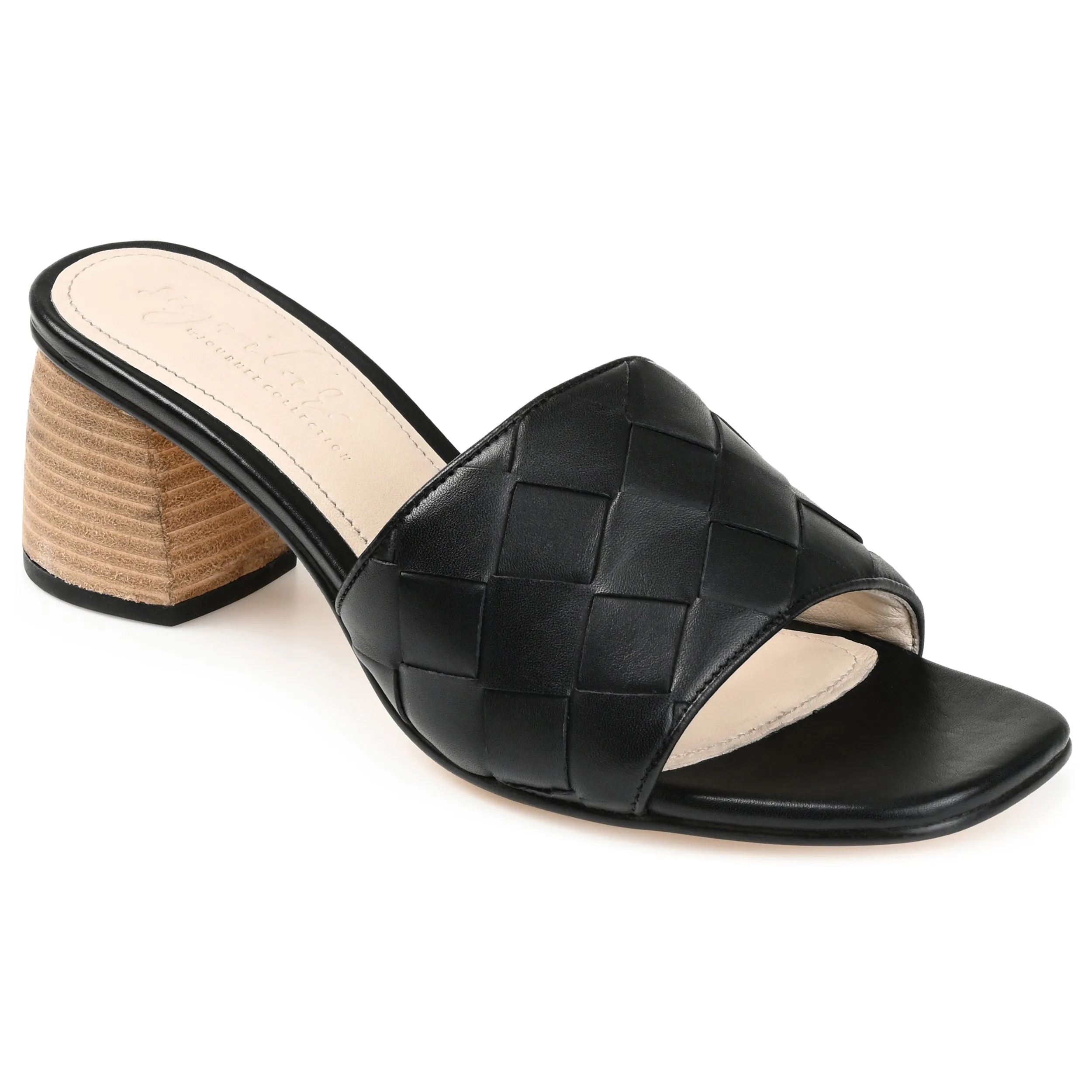 KELLEE BLOCK HEELED MULES IN LEATHER - Black sold by Journee Collection