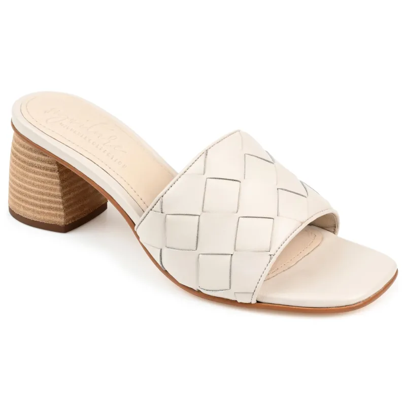 KELLEE BLOCK HEELED MULES IN LEATHER - Off White sold by Journee Collection