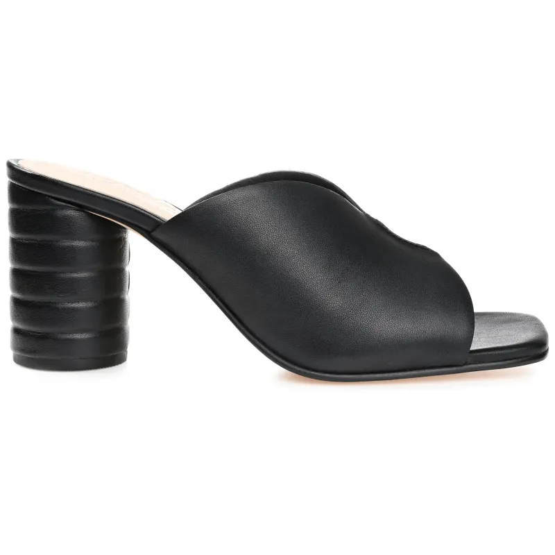 KARAH BLOCK HEELED MULES IN LEATHER - Black sold by Journee Collection