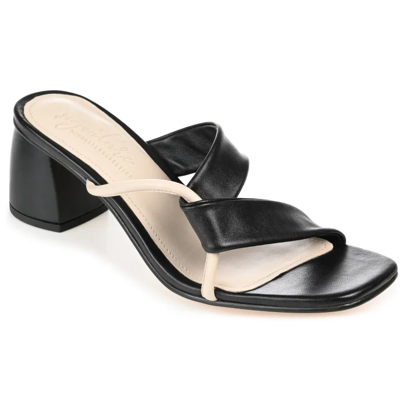JOSSETTE BLOCK HEEL MULES IN LEATHER - Black sold by Journee Collection