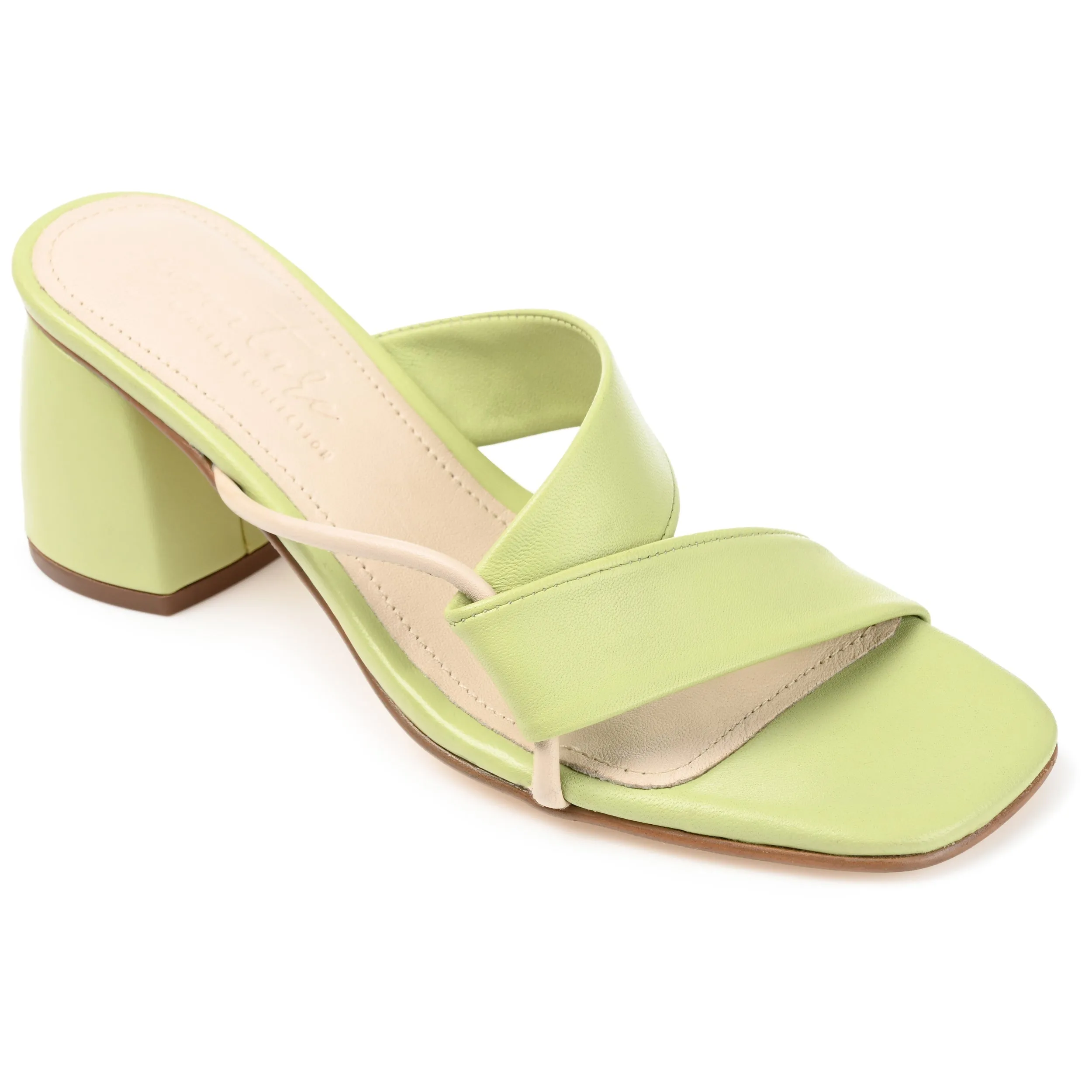 JOSSETTE BLOCK HEEL MULES IN LEATHER - Green sold by Journee Collection