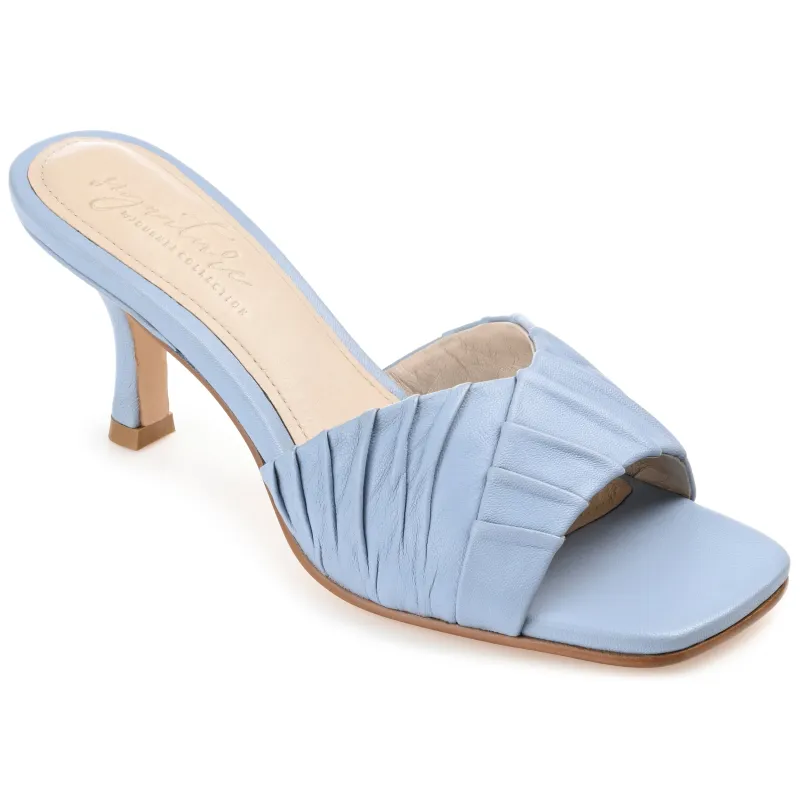 JULIETTE STILETTO HEEL MULES IN LEATHER - Blue sold by Journee Collection