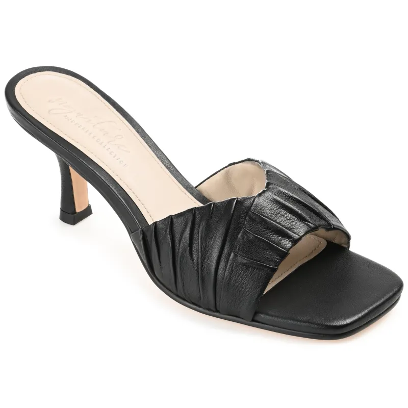 JULIETTE STILETTO HEEL MULES IN LEATHER - Black sold by Journee Collection