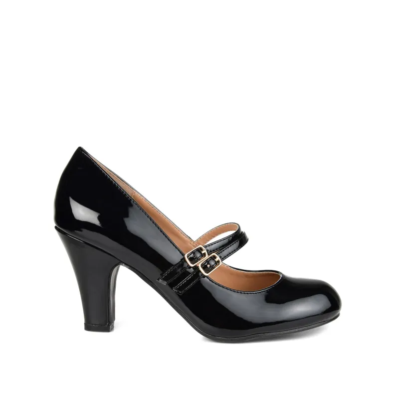 WINDY STATMENT MARY JANE PUMP HEELS IN WIDE - Patent/Black sold by Journee Collection