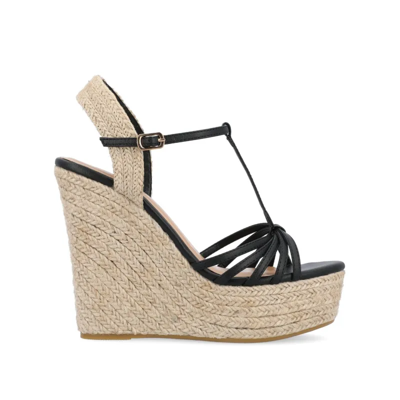 YARA ESPADRILLE WEDGE HEELED SANDALS - Black sold by Journee Collection