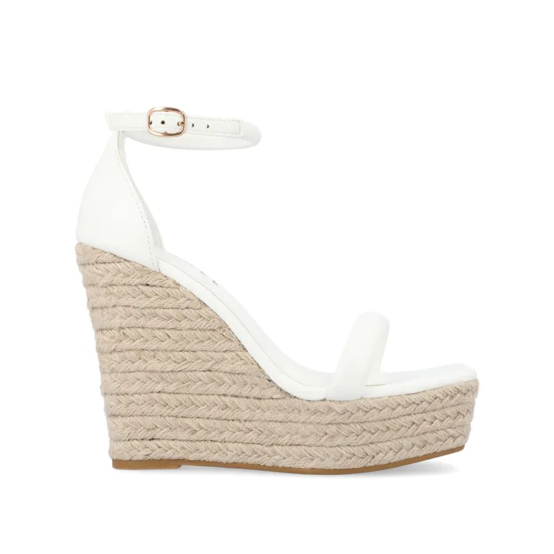 OLESIA ESPADRILLE WEDGE SANDALS IN VEGAN LEATHER - White sold by Journee Collection