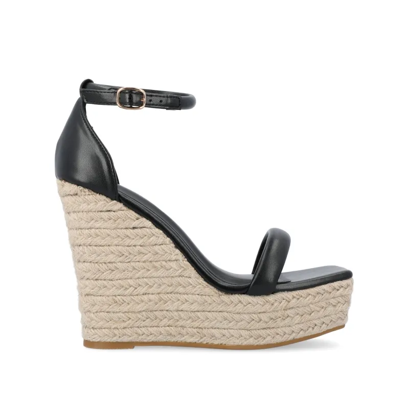 OLESIA ESPADRILLE WEDGE SANDALS IN VEGAN LEATHER - Black sold by Journee Collection