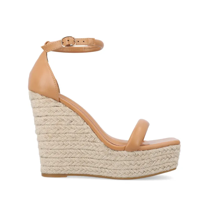 OLESIA ESPADRILLE WEDGE SANDALS IN VEGAN LEATHER - Tan sold by Journee Collection