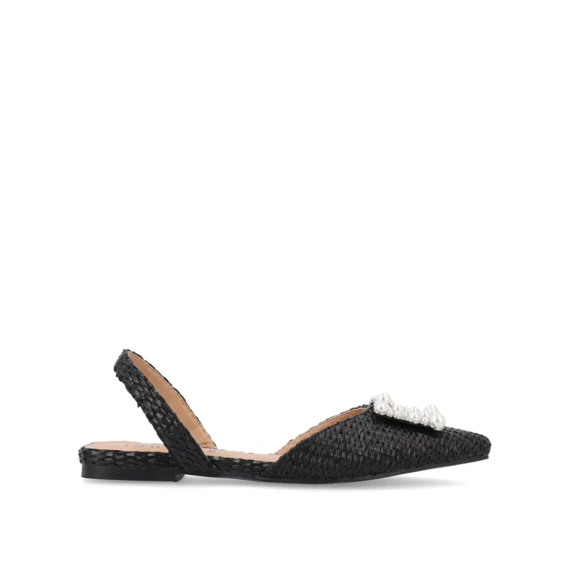 HANNAE SLINGBACK FLATS - Black Faux Raffia sold by Journee Collection