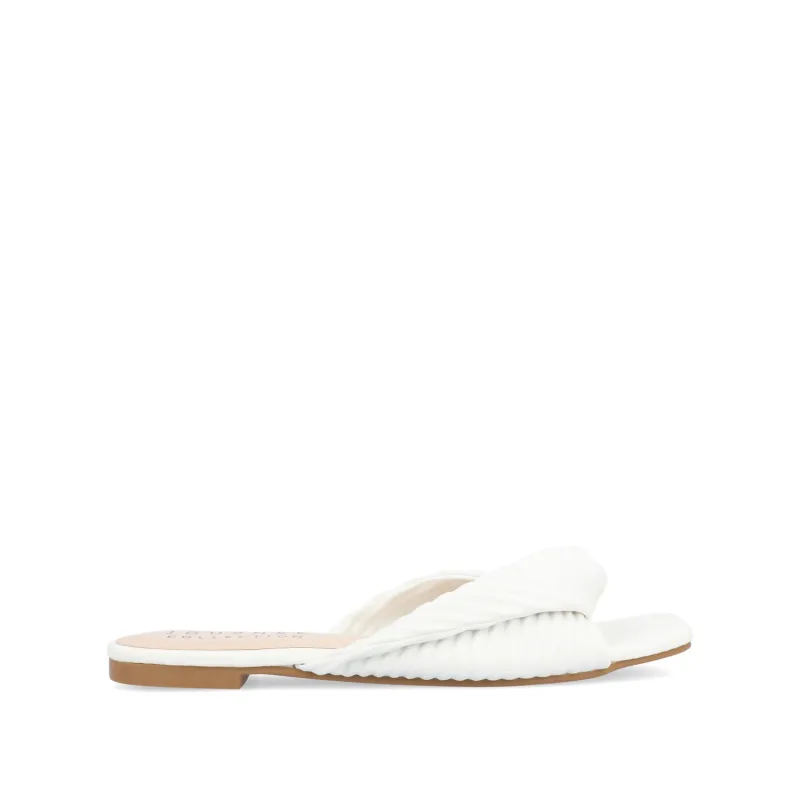 EMALYNN SLIDE SANDALS IN VEGAN LEATHER - White PU made by Journee Collection
