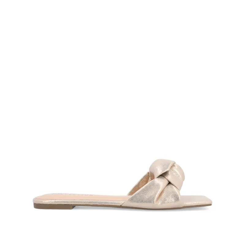 DIANAH SLIDE SANDALS IN VEGAN LEATHER - Rose Gold Fabric sold by Journee Collection