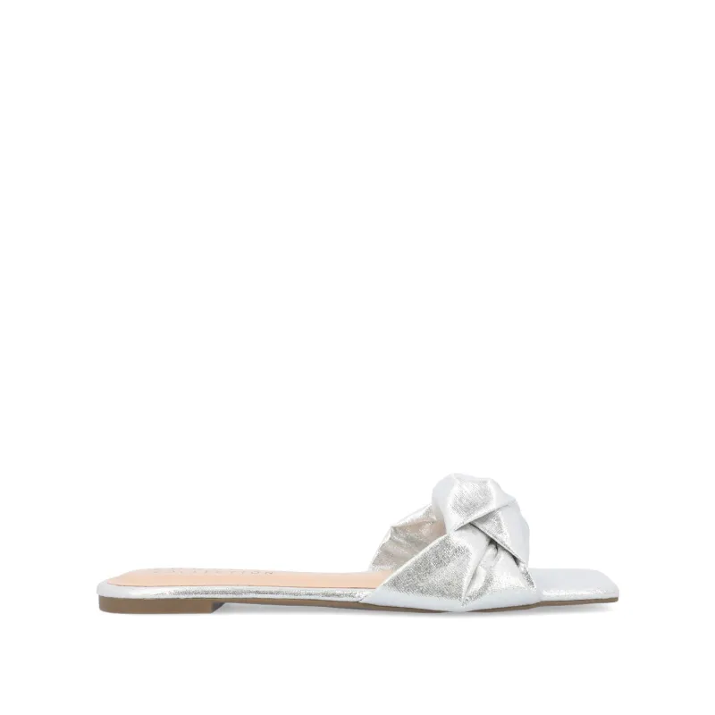 DIANAH SLIDE SANDALS IN VEGAN LEATHER - Silver Fabric made by Journee Collection