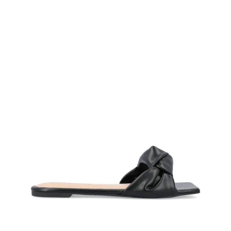DIANAH SLIDE SANDALS IN VEGAN LEATHER - Black made by Journee Collection