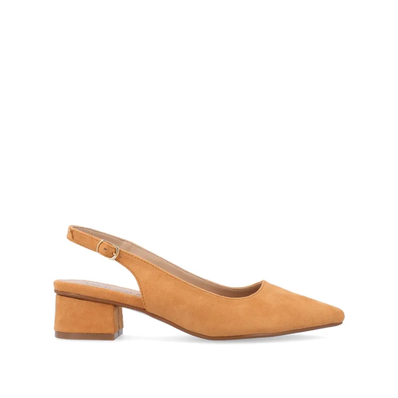 SYLVIA LOW BLOCK PUMP HEELS IN FAUX SUEDE - Tan sold by Journee Collection