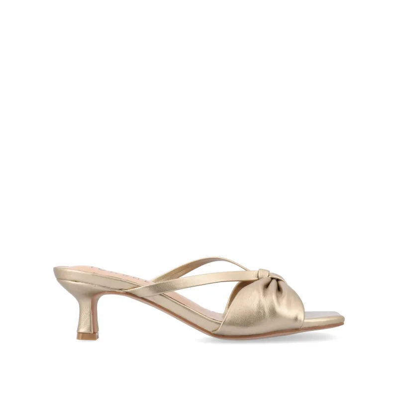 STARLING SLIP ON KITTEN HEELS IN STATEMENT - Gold PU sold by Journee Collection