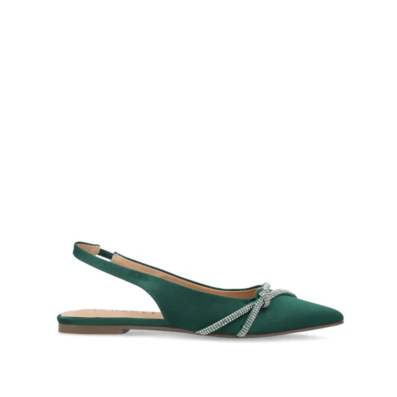 REBBEL FORMAL SLINGBACK FLATS IN SATIN - Green sold by Journee Collection