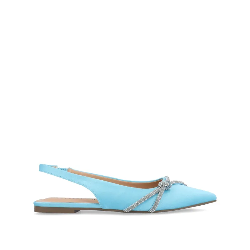 REBBEL FORMAL SLINGBACK FLATS IN SATIN - Blue sold by Journee Collection