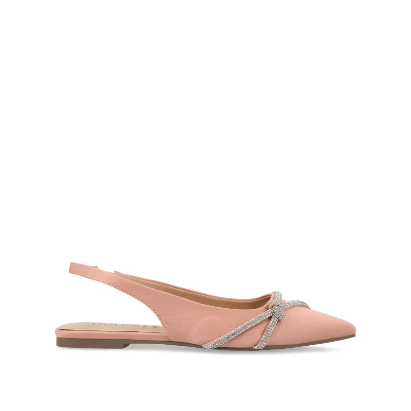REBBEL FORMAL SLINGBACK FLATS IN SATIN - Rose sold by Journee Collection