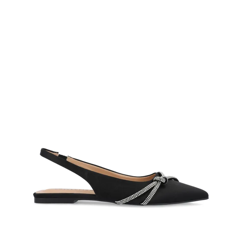 REBBEL FORMAL SLINGBACK FLATS IN SATIN - Black sold by Journee Collection