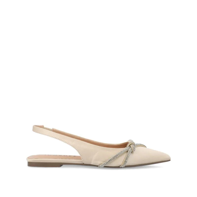 REBBEL FORMAL SLINGBACK FLATS IN SATIN - Champagne sold by Journee Collection