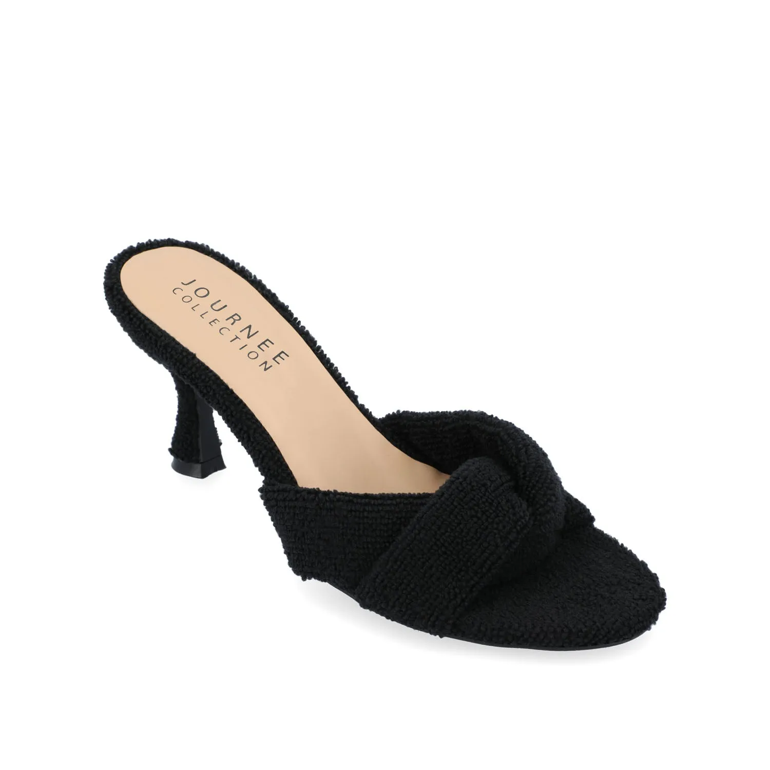 MANNON BACKLESS KITTEN HEEL IN TERRY CLOTH - Black sold by Journee Collection product image thumbnail 2