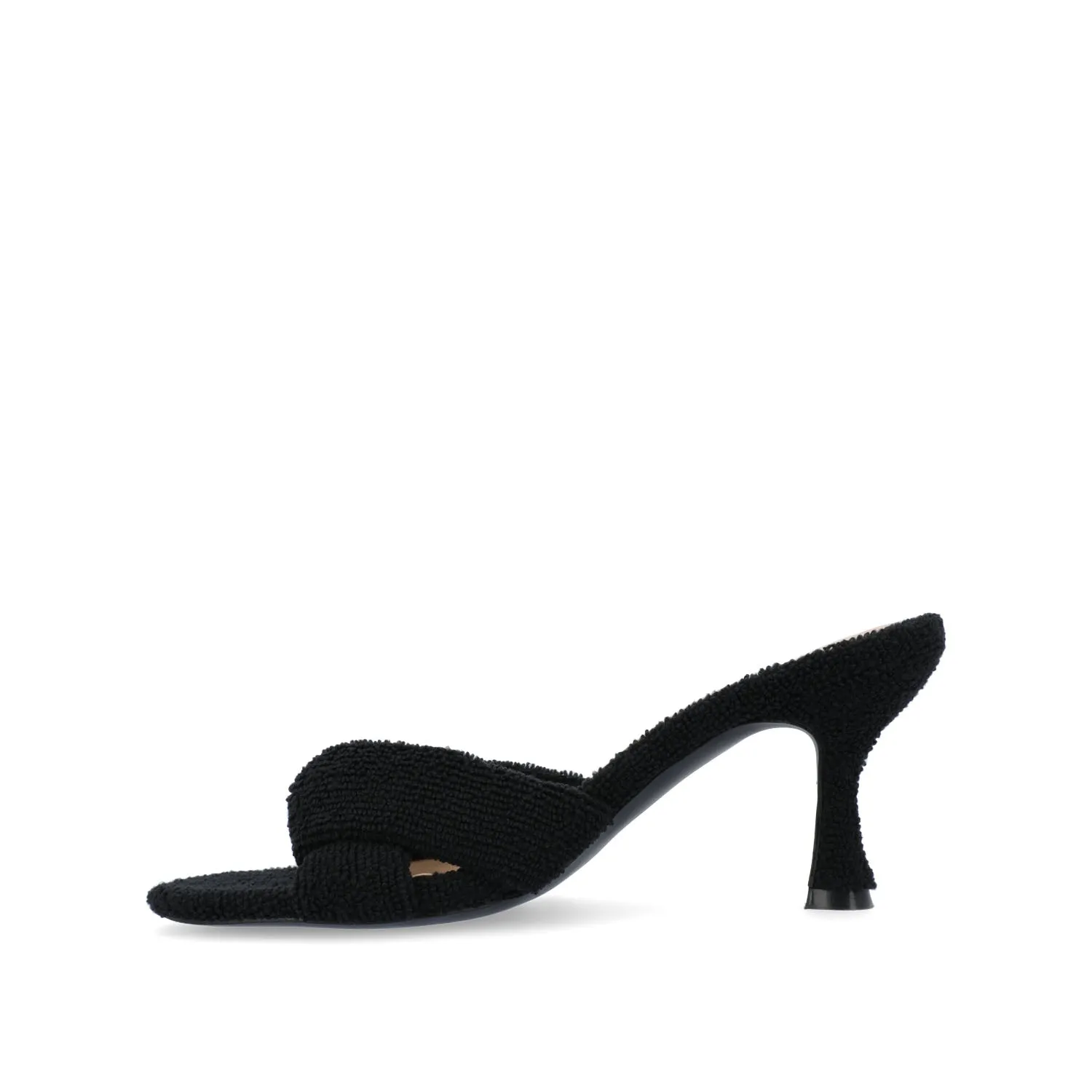 MANNON BACKLESS KITTEN HEEL IN TERRY CLOTH - Black sold by Journee Collection product image thumbnail 4