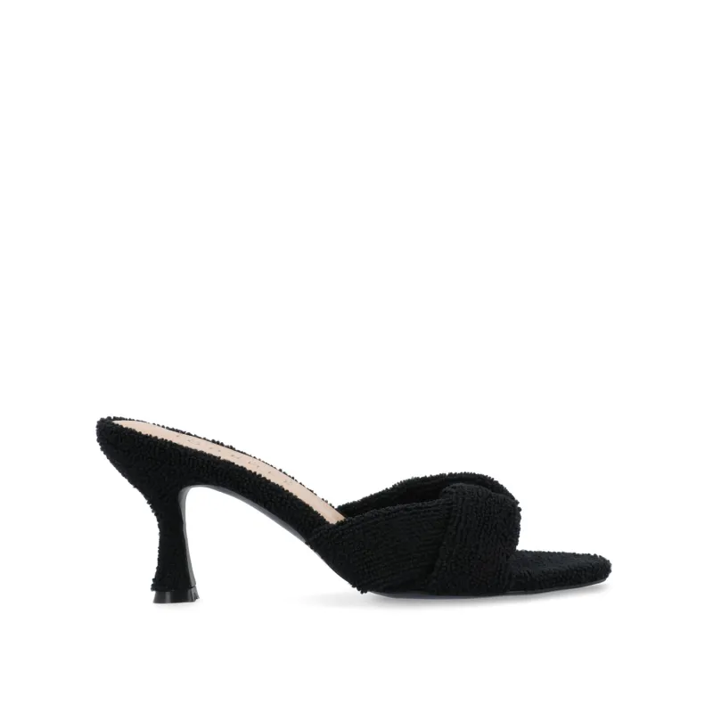 MANNON BACKLESS KITTEN HEEL IN TERRY CLOTH - Black sold by Journee Collection