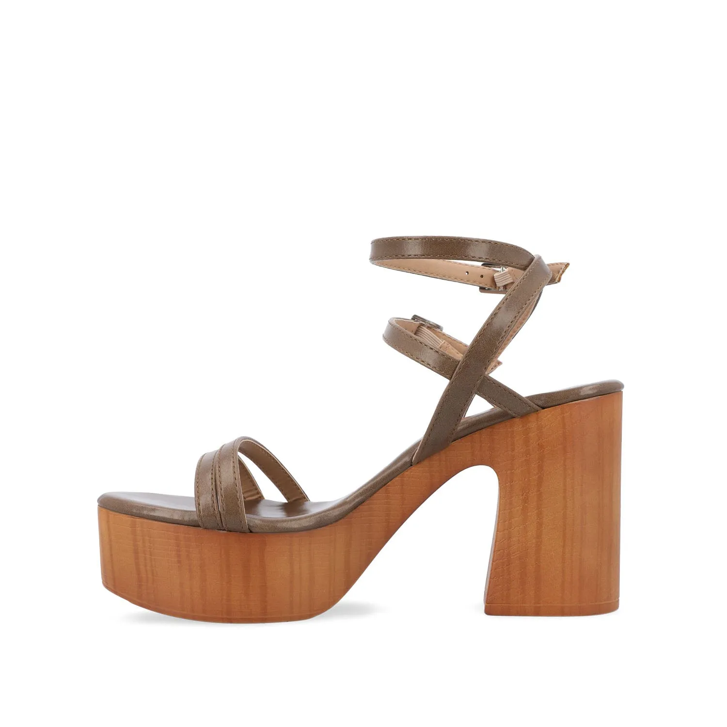 EMERYNN HEELED SANDALS IN VEGAN LEATHER - Brown sold by Journee Collection product image thumbnail 3