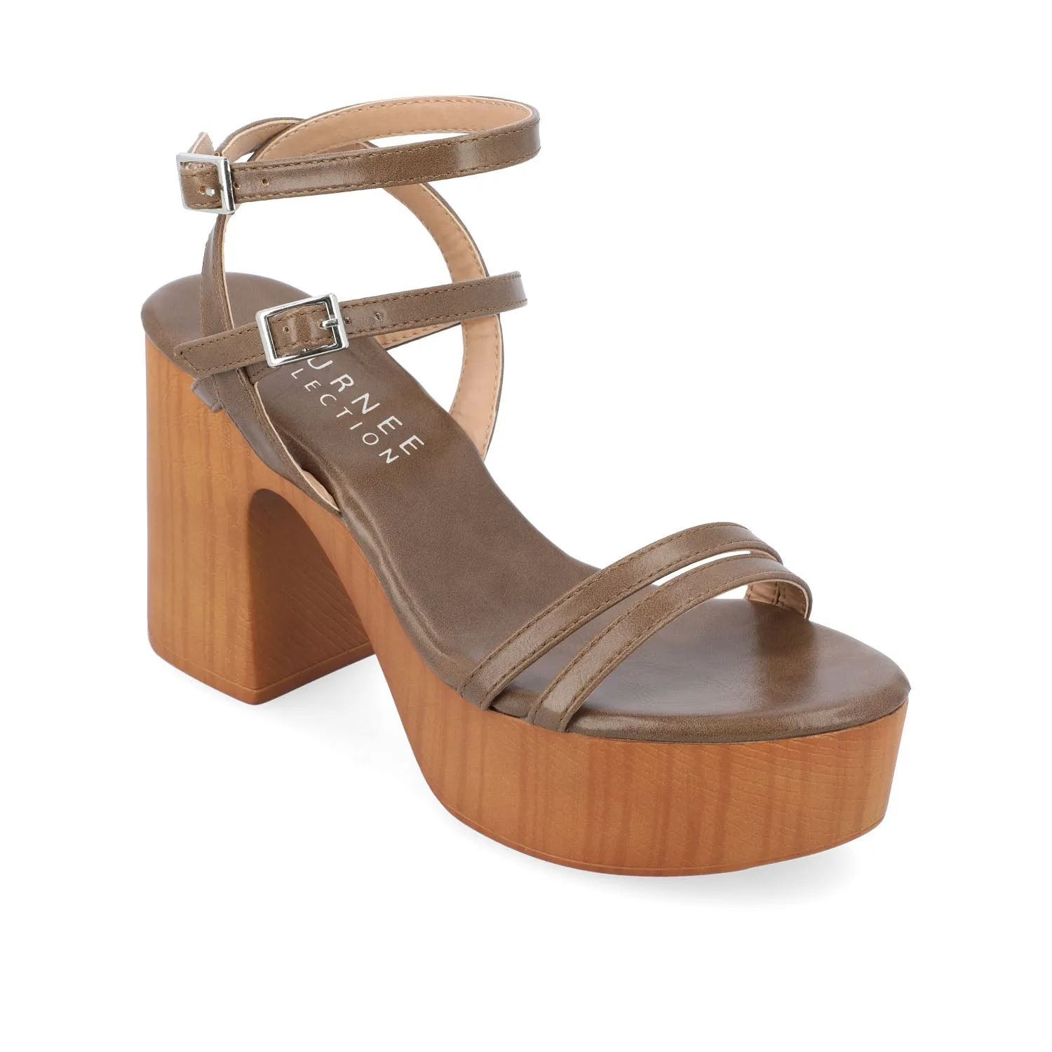EMERYNN HEELED SANDALS IN VEGAN LEATHER - Brown sold by Journee Collection product image thumbnail 2