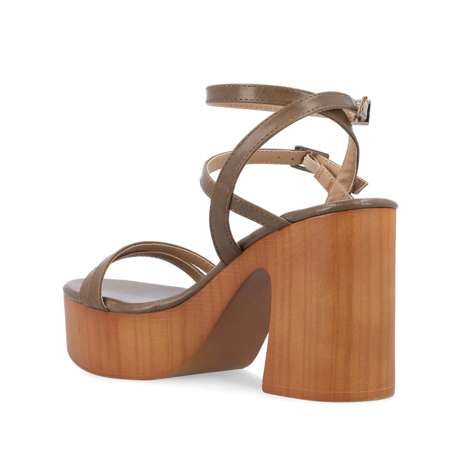 EMERYNN HEELED SANDALS IN VEGAN LEATHER - Brown sold by Journee Collection product image thumbnail 4