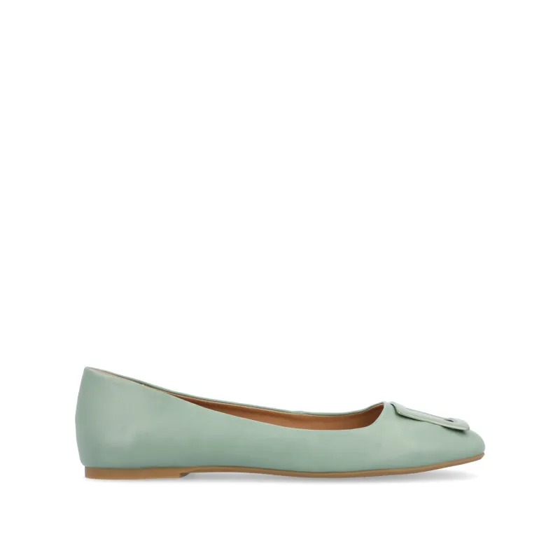 ZIMIA SQUARE TOE FLATS IN VEGAN LEATHER - Sage sold by Journee Collection