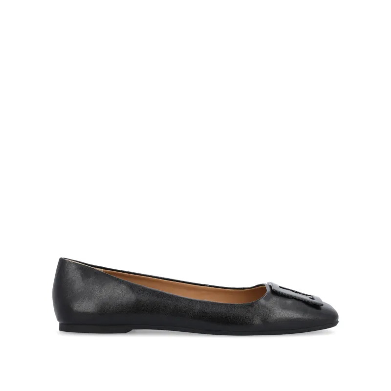 ZIMIA SQUARE TOE FLATS IN VEGAN LEATHER - Black sold by Journee Collection