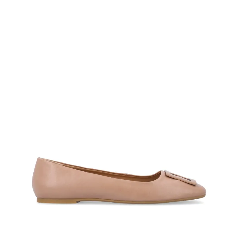 ZIMIA SQUARE TOE FLATS IN VEGAN LEATHER - Tan sold by Journee Collection