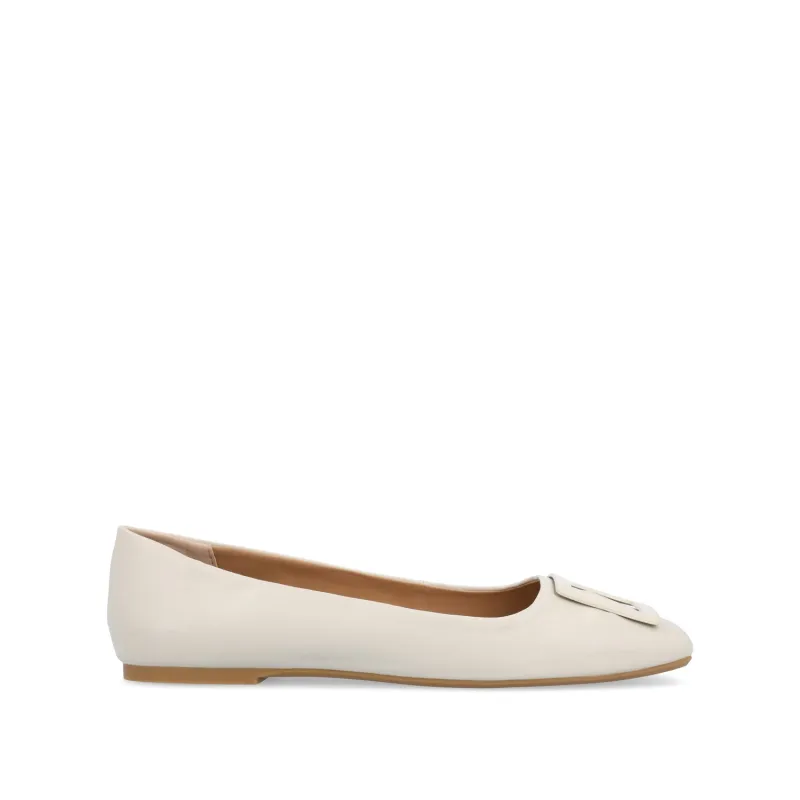 ZIMIA SQUARE TOE FLATS IN VEGAN LEATHER - Beige sold by Journee Collection
