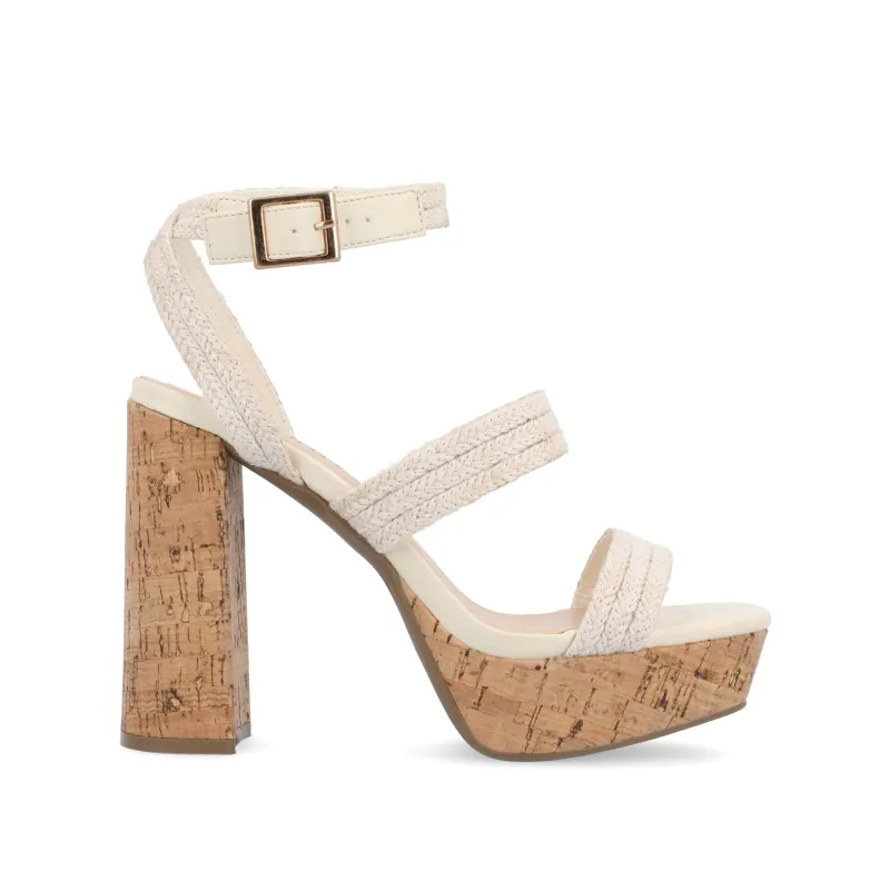 SIENNE HEELED SANDALS IN ROPE - Ivory sold by Journee Collection