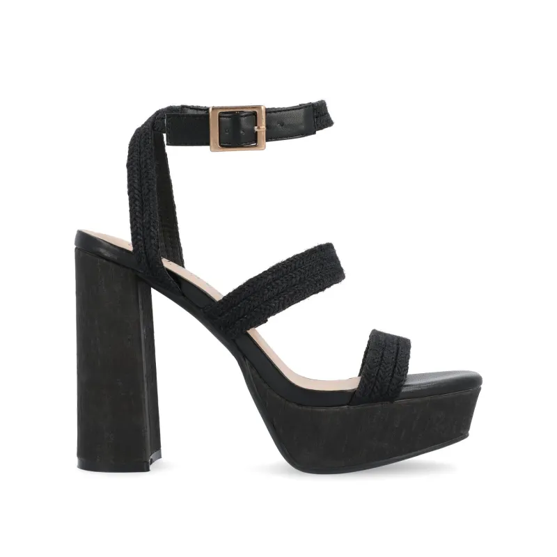 SIENNE HEELED SANDALS IN ROPE - Black sold by Journee Collection