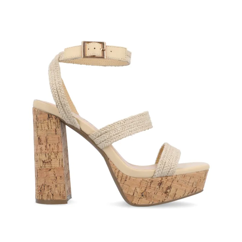 SIENNE HEELED SANDALS IN ROPE - Natural sold by Journee Collection