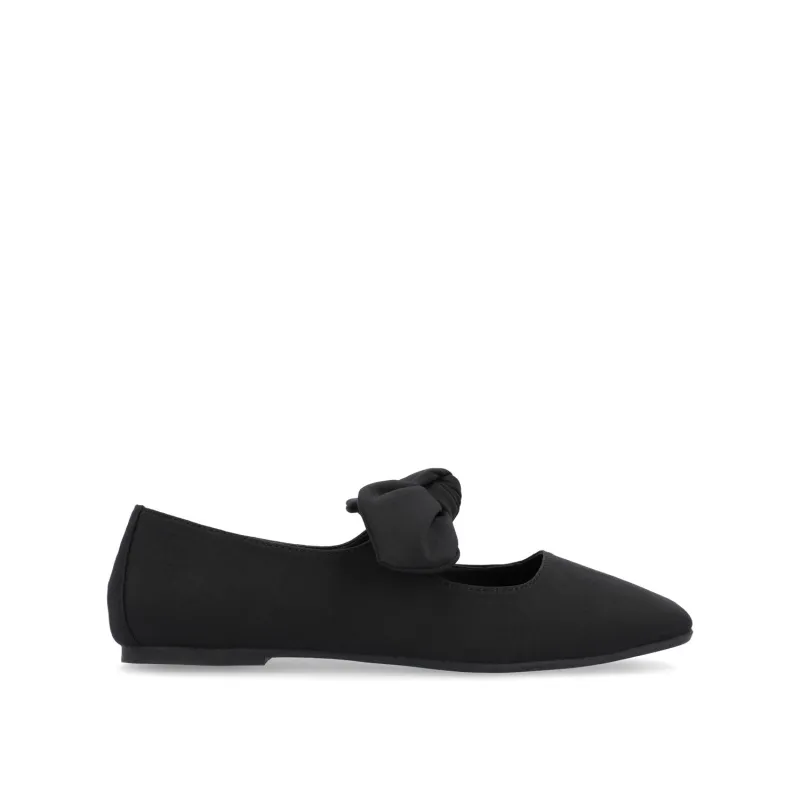 SERALINN BALLET MARY JANE FLATS IN FABRIC - Black Fabric sold by Journee Collection