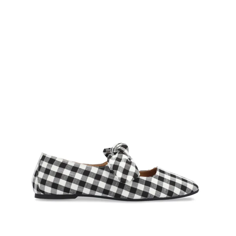 SERALINN BALLET MARY JANE FLATS IN FABRIC - Black Plaid 2 sold by Journee Collection