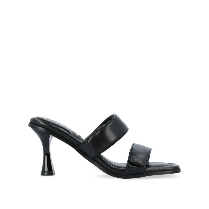ESSEY HEELED DUAL STRAP SANDALS IN VEGAN LEATHER - Black sold by Journee Collection