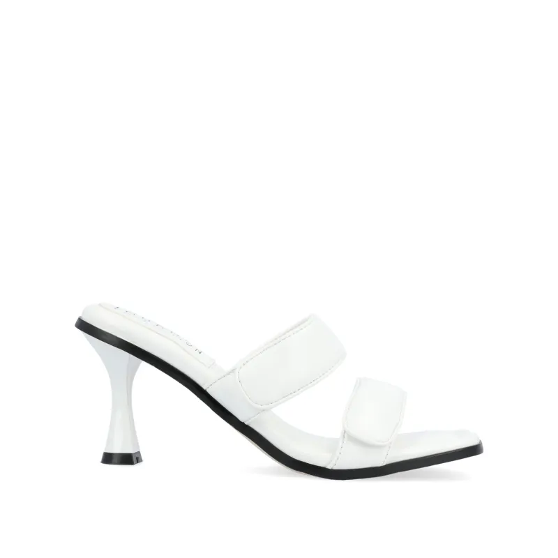 ESSEY HEELED DUAL STRAP SANDALS IN VEGAN LEATHER - White sold by Journee Collection